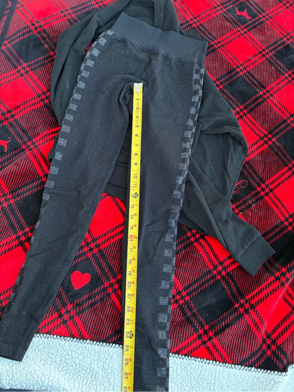 PINK Victoria's Secret Black Crew Sweatshirt with White Logo & PINK Active Leg S - Picture 4 of 13